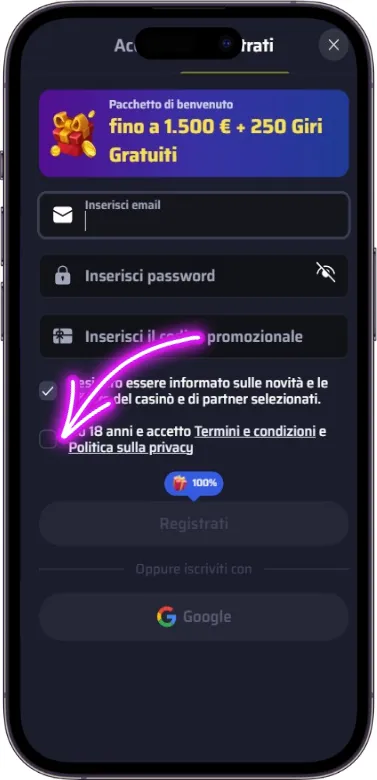 Accetta i termini BDMbet