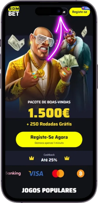 Botão de login BDMbet