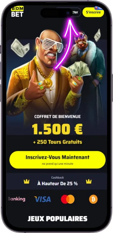 Bouton de connexion BDMbet