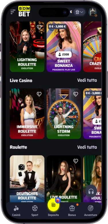 BDMbet casinò dal vivo