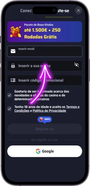 Formulário de registo BDMbet