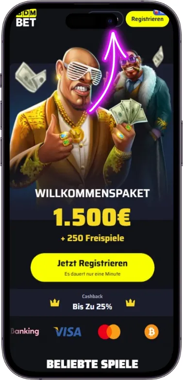 BDMbet Anmeldebutton