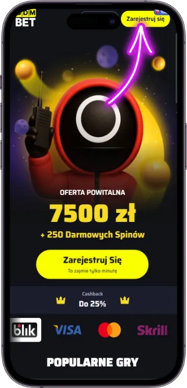 BDMbet przycisk rejestracji