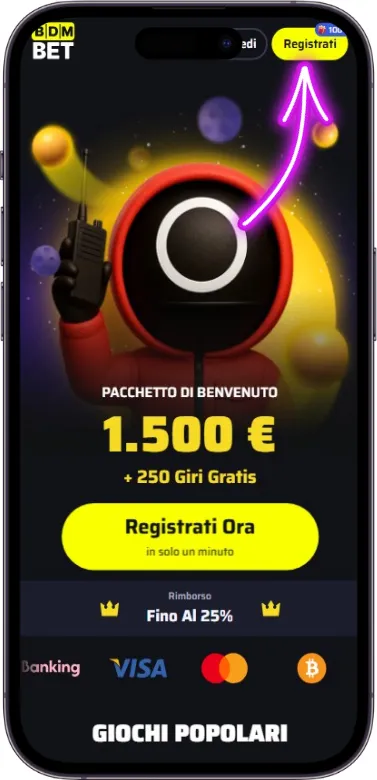 Pulsante di registrazione BDMbet
